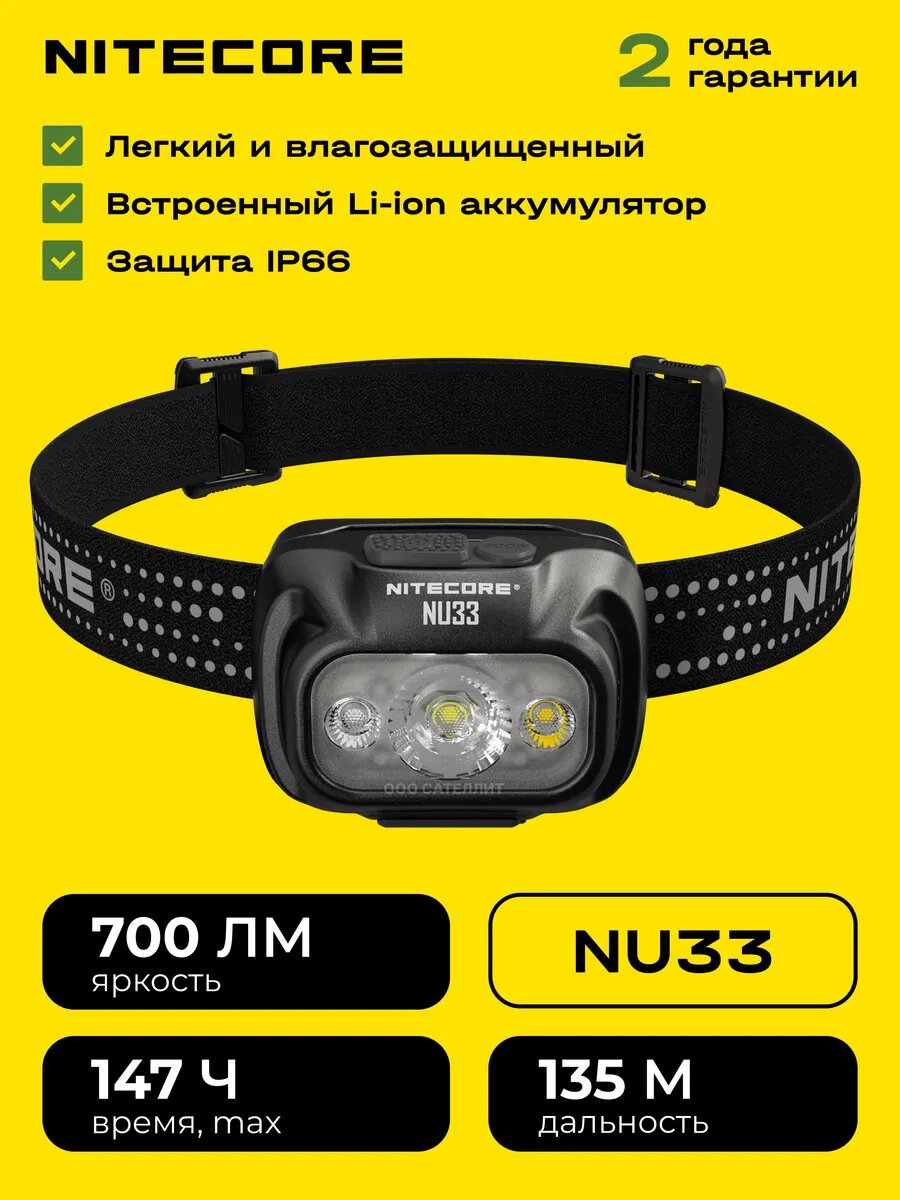 22319 Налобный фонарь Niteсоre NU33 аккумуляторный