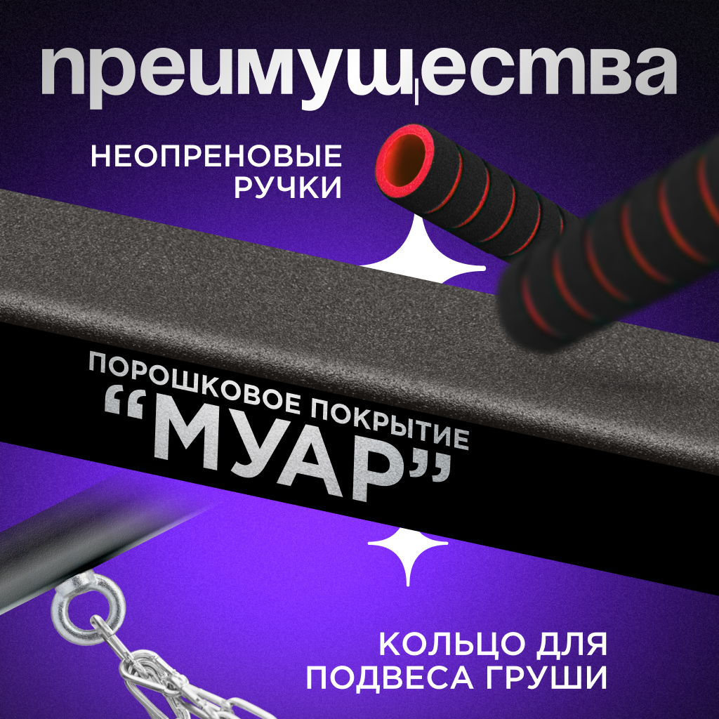 Турник настенный , мультихват, черный, 250кг — фото 1