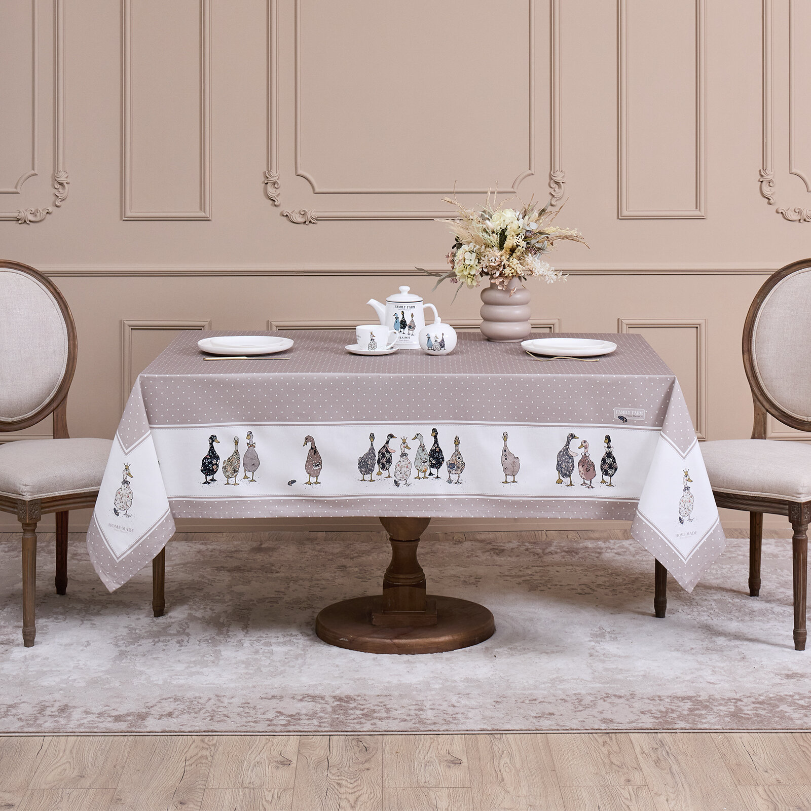 Скатерть family farm 160х220см 100% хлопок капучино твил пропитка KSG-850-749-21