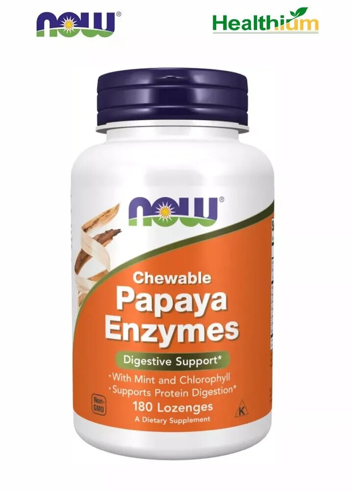 NOW Papaya Enzyme Chewable 180 жевательных таблеток ферменты папайи папайя энзим