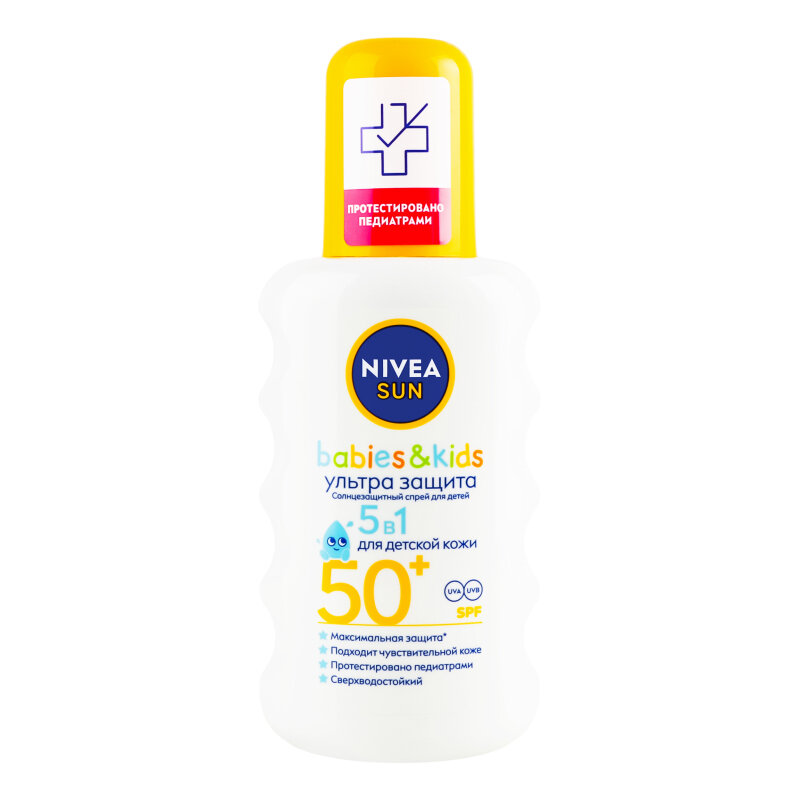 Спрей для детей NIVEA "Солнцез", ультразащита, SPF50+, 200 мл, mcosmetic — фото 1