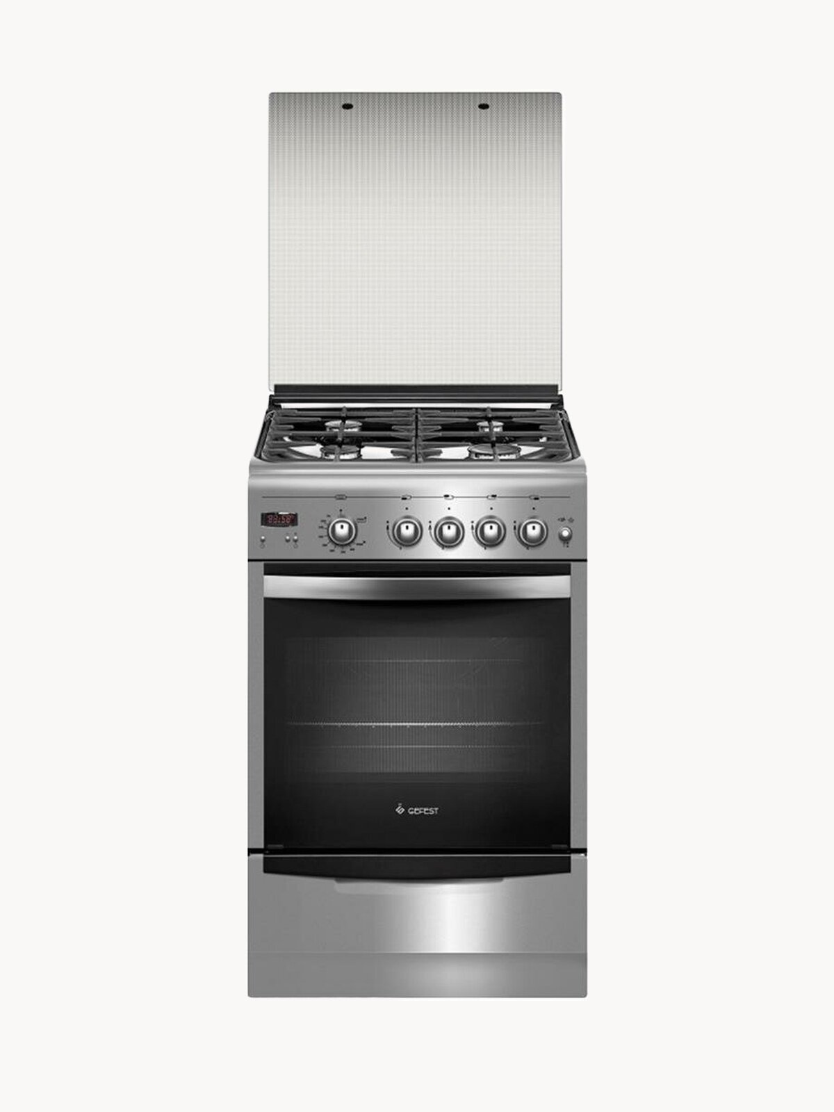 Газовая плита GEFEST 5100-03 0004 с газовой духовкой, с грилем, объем 52 л, серебристая