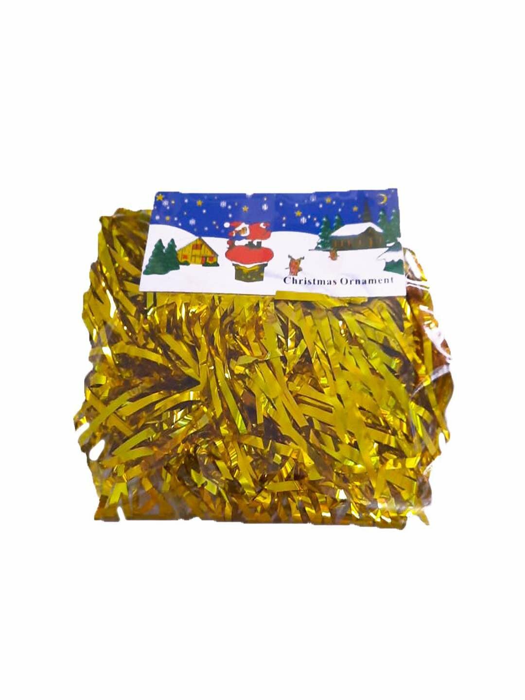 Новогодний жёлтый декоративный дождик — эффектное украшение для праздника, 1 пачка-10 штук.