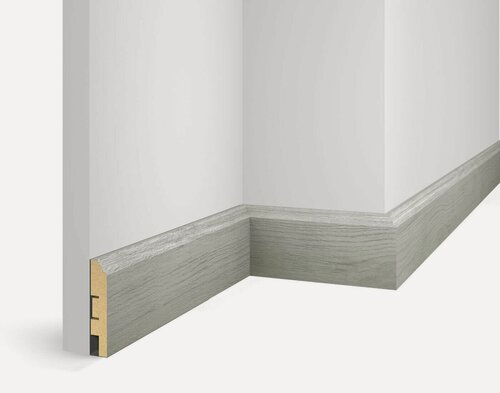 Изображение товара Плинтус 6 штук. 80x16x2400 мм. дуб Старинный светло-серый. WP07 экошпон Cosca МДФ