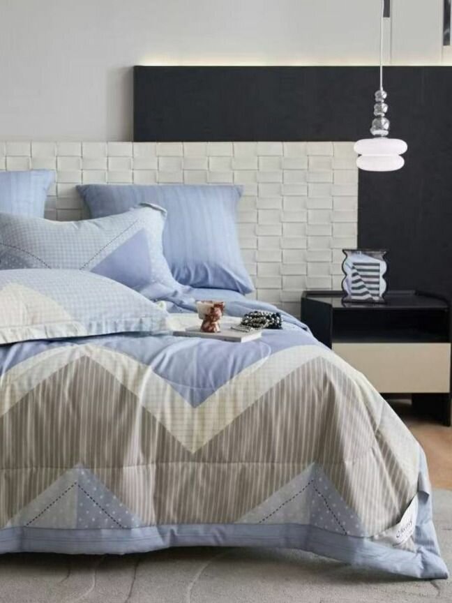 Постельное белье с одеялом евро с простыней на резике, хлопок 100% Сатин Mency Men-5B