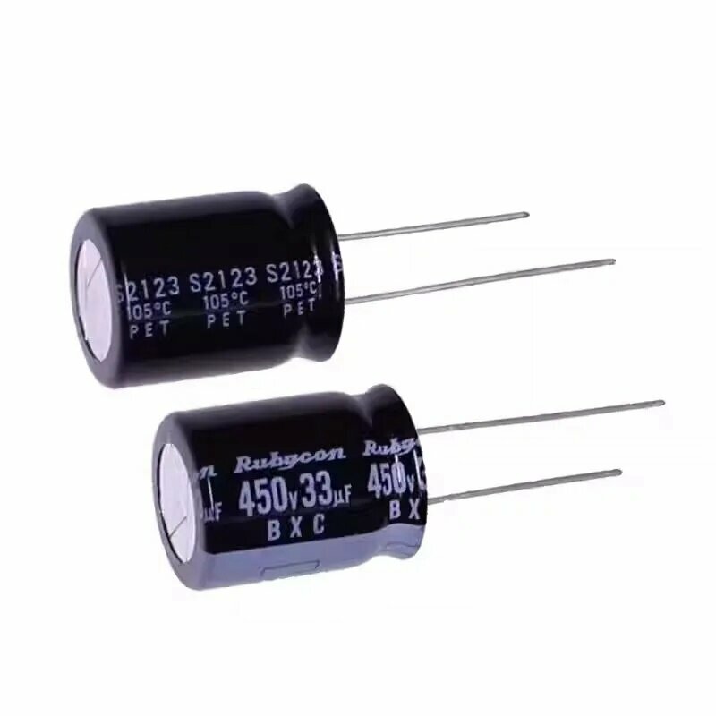 10 шт. 33 мкФ 450 В (33UF 450V 16 x 20 мкм) импортные алюминиевые электролитические конденсаторы Rubycon BXC, новые, высокочастотные, с длительным сроком службы.