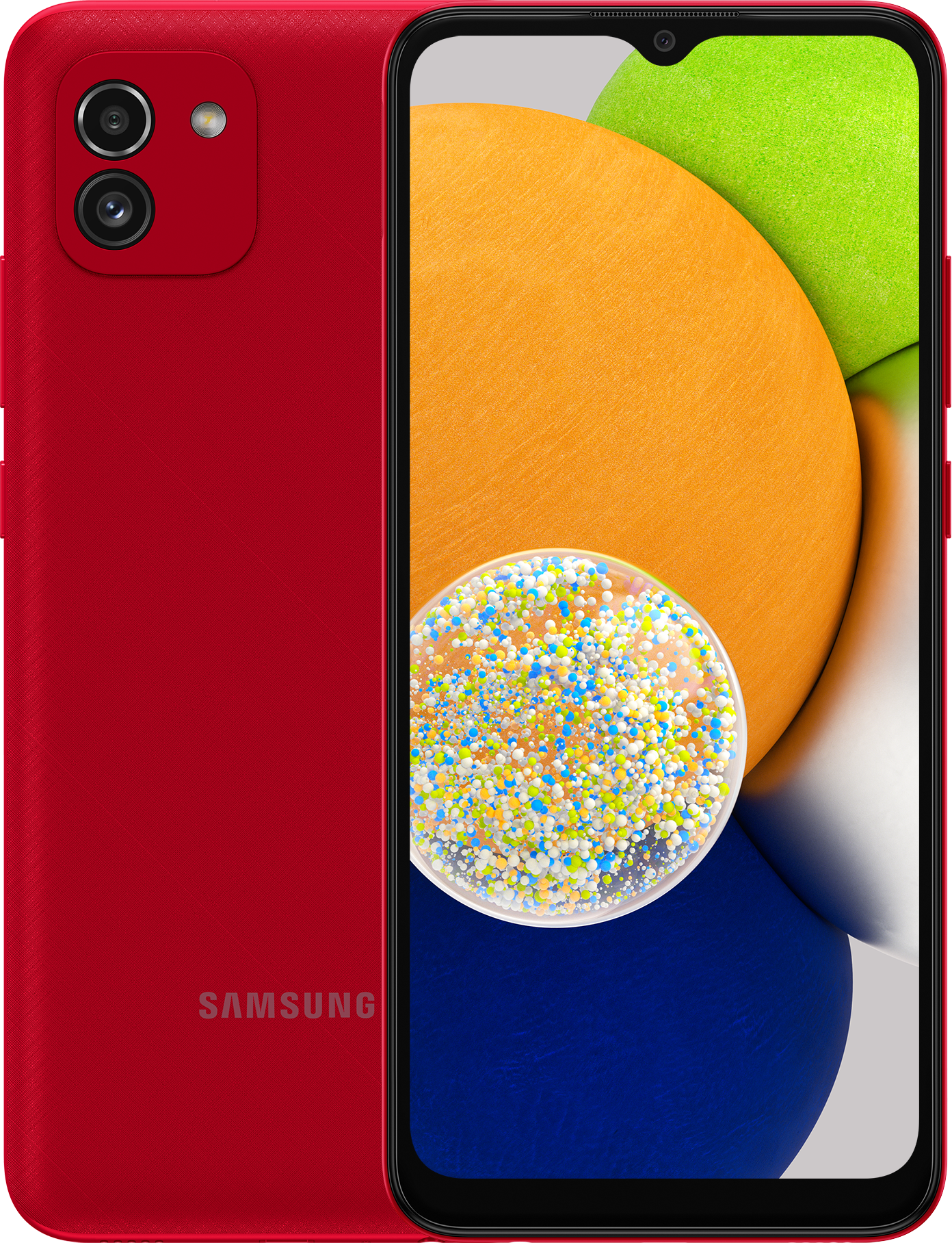 6.5" Смартфон Samsung Galaxy A03 64 ГБ (SM-A035FZRGSKZ) красный - 8 х 1,6 ГГц, 4 Гб, 2SIM, PLS, 1600x720, камера 48+2 Мп, 4G, GPS, 5000 мА*ч