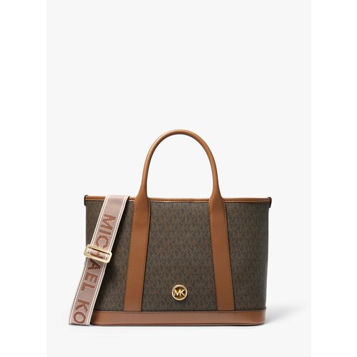 Сумка сэтчел MICHAEL KORS Luisa Medium Signature Logo Satchel, коричневый тренч michael michael kors empire signature logo jacquard denim синий