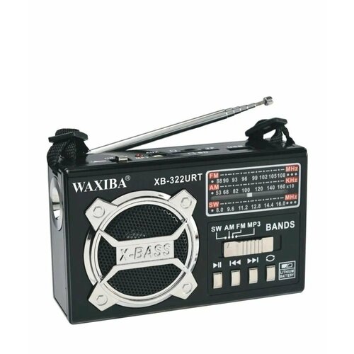 Радиоприемник Waxiba XB-322URT черный с фонариком LED Micro SD USB Радио Товар уцененный 149000₽