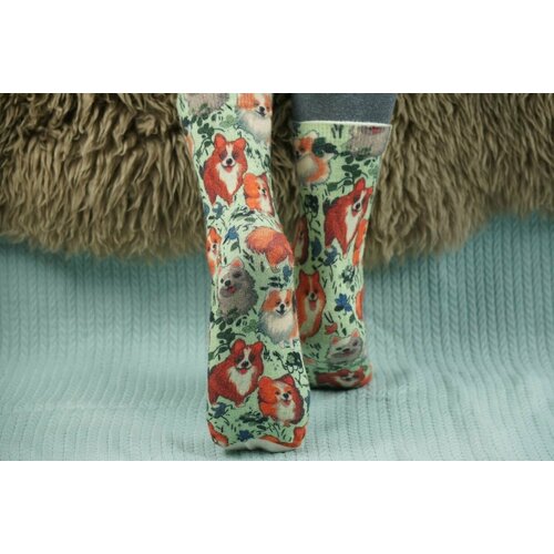 фото Носки шерстянки базовая коллекция, размер 42/45, оранжевый, зеленый, белый