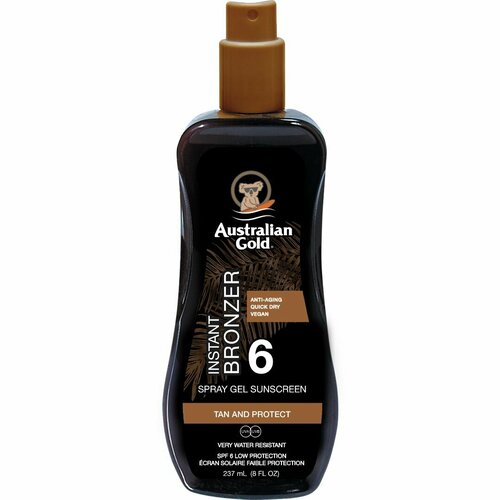 AUSTRALIAN GOLD Солнцезащитный спрей гель с бронзатором SPF 6 Spray Gel Bronzer australian gold instant bronzer spray gel sunscreen spf15 travel size 100мл солнцезащитный спрей гель