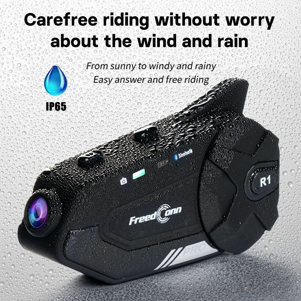 Bluetooth-гарнитура для мотоцикла, Freedconn R1 PRO 1440p, камера на шлеме, FM/Bluetooth 5.0, микрофон — фото 2