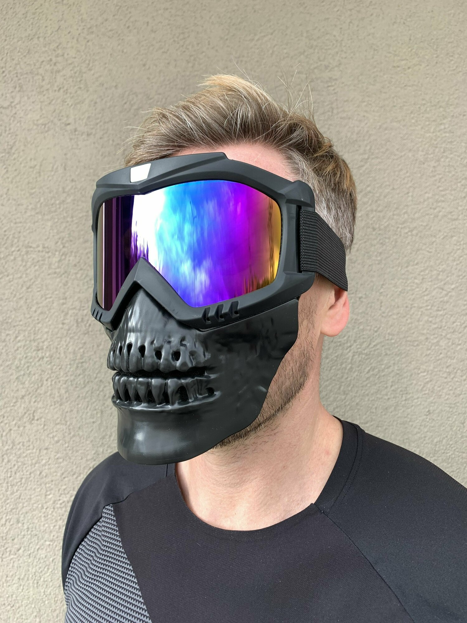 Мотоочки для кроссового шлема питбайка снегохода сноуборда / маска горнолыжная спортивная цвет черный