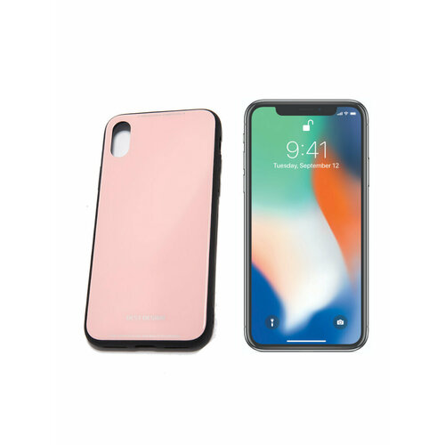 Защитный силиконовый чехол TFN для iPhone Х, Glass, розовый чехол tfn compact для apple iphone 13 pro розовый песчаный