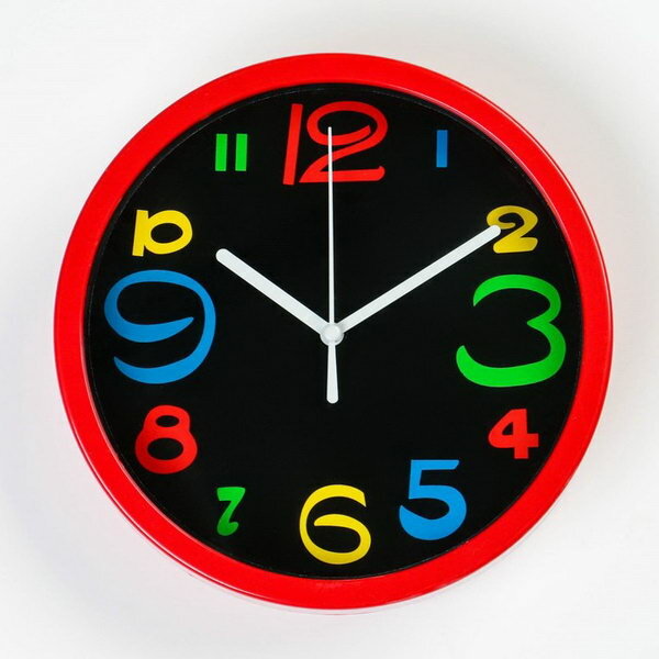 Часы настенные "Цветные цифры", d-20 см, дискретный ход