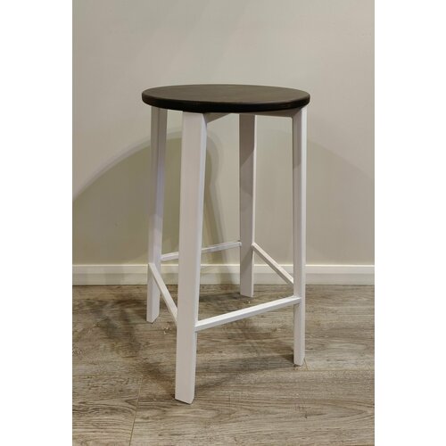 Барный стул ВАН ДЕР РОЭ: цвет дерева орех, белый металлический каркас