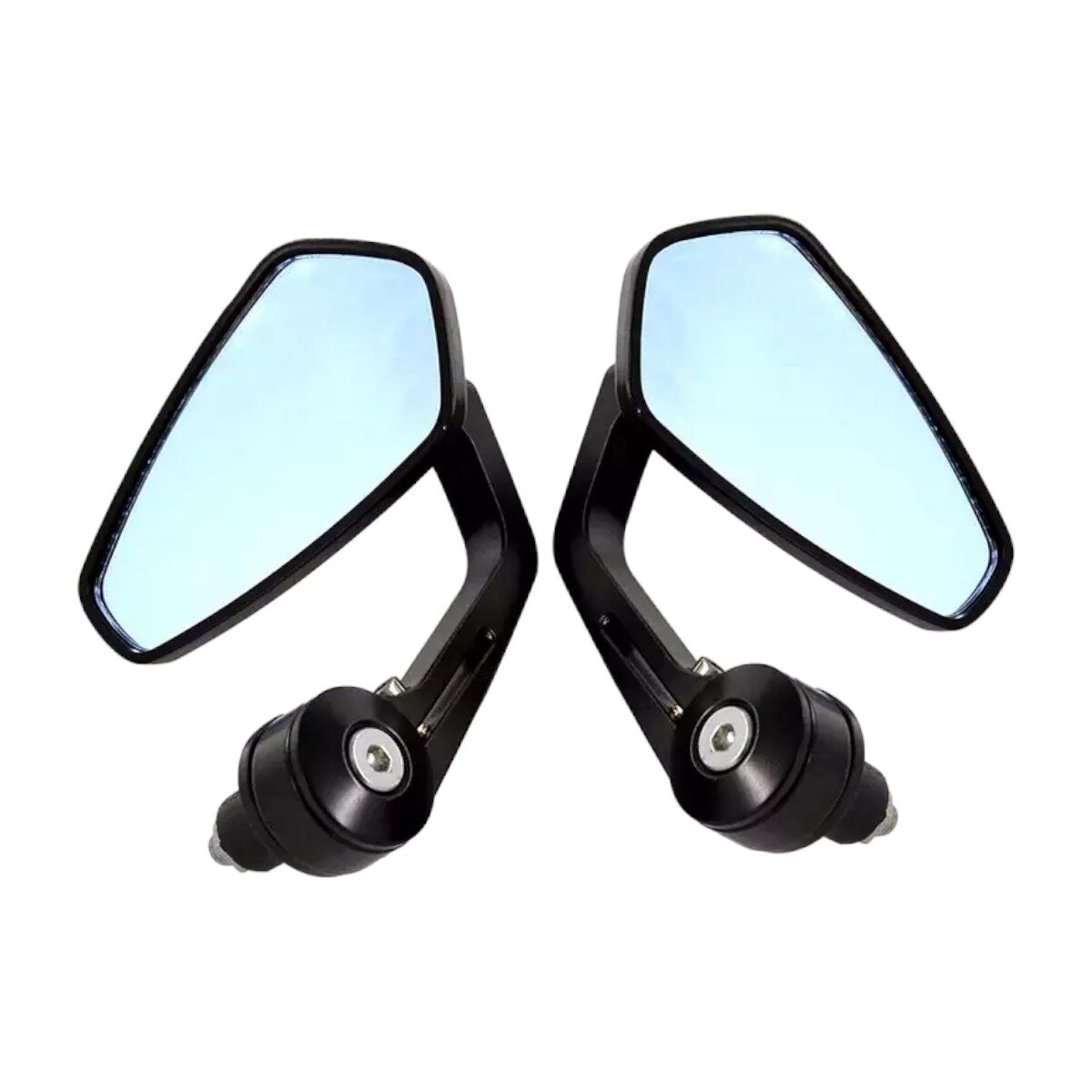 фото Зеркала в руль на мотоцикл скутер максискутер мопед квадроцикл для мотоциклиста металлические черные