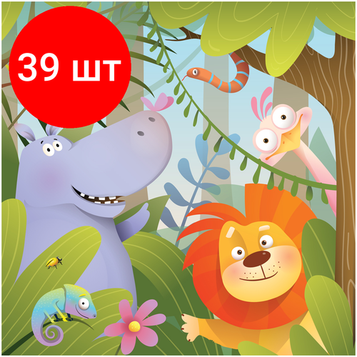 Комплект 39 шт, Пазл 64 эл. ТРИ совы Веселая Африка пазлы геоцентр карта пазл африка