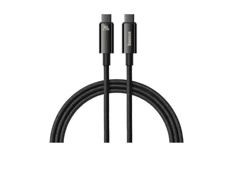 Сетевой кабель Baseus Tungsten Gold Fast Charging Data Cable Type-C to Type-C 240W 1m Black (CAWJ040001)