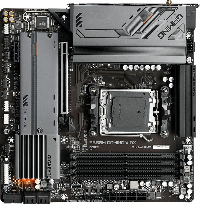 Материнская плата GIGABYTE B650M GAMING X AX (AM5 AMD B650 192 Гб PCIE 4.0) B650M GAMING X AX