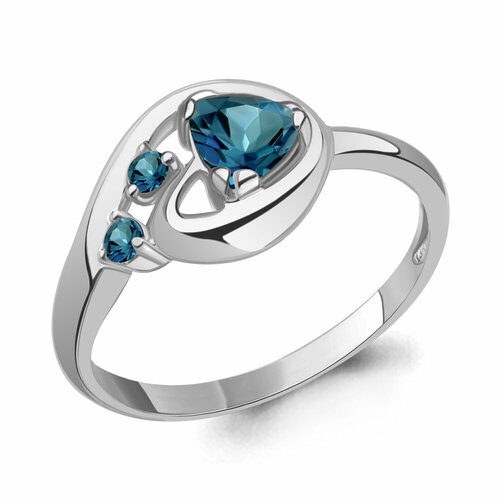 фото Кольцо diamant online, серебро, 925 проба, топаз, размер 17, голубой