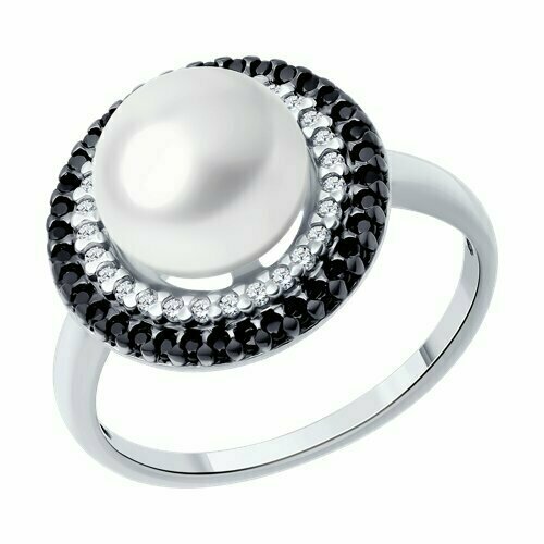 фото Кольцо diamant online, серебро, 925 проба, шпинель, жемчуг, фианит, размер 18
