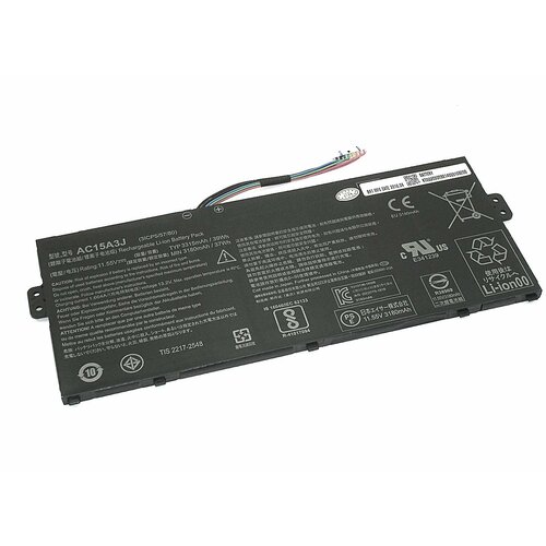 Аккумулятор для ноутбука Acer Chromebook 11 (AC15A3J) 11.55V 3315mAh черная аккумуляторная батарея для ноутбука acer chromebook 11 c732 ap13j4k 11 25v 3920mah