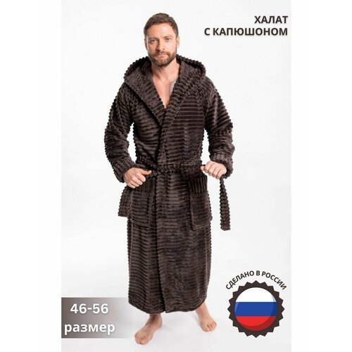 фото Халат , размер 3xl, коричневый нет бренда