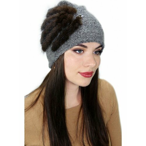 фото Шапка lemmex шапка "адельмия", размер 59-60, серый