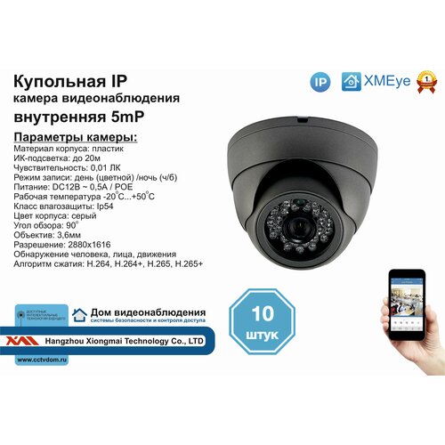 10шт DVS300IP5MP(POE) Внутренняя IP камера 5мП с ИК до 20м
