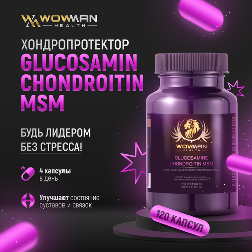 Хондропротектор Glucosamin Chondroitin MSM 120 капсул WowMan WMGC120