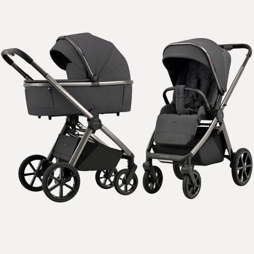 Изображение товара Коляска 2в1 Carrello Omega CRL-6530, Excellent Grey, темно-серый цвет, подходит для детей с рождения 0+ и до 4 лет, мягкая амортизация, большие колеса