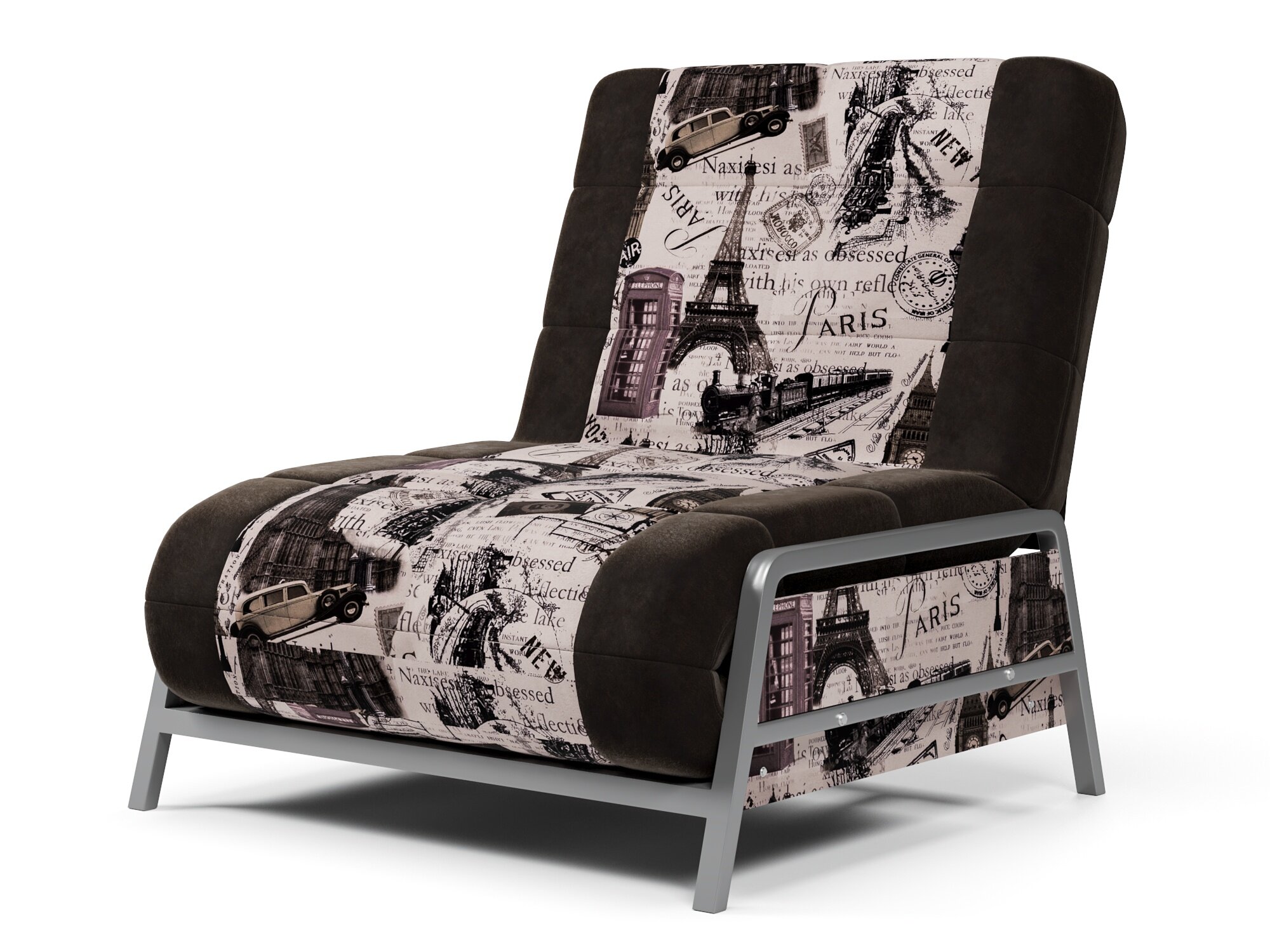Кресло-тахта-шезлонг Akrobato 70 City Prints Paris 3-24 (75х85х95, СМ 70х200)
