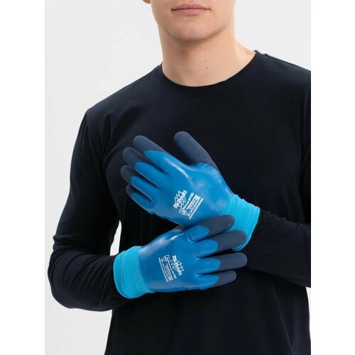 Перчатки рабочие, утепленные, водоотталкивающие Цвет Синий перчатки утепленные wurth полиэстер латекс размер l серый