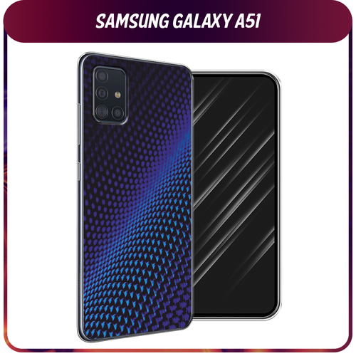 Силиконовый чехол на Samsung Galaxy A51 / Самсунг Галакси А51 Синий карбон пластиковый чехол принт розовые фламинго на samsung galaxy a51 самсунг гэлакси а51