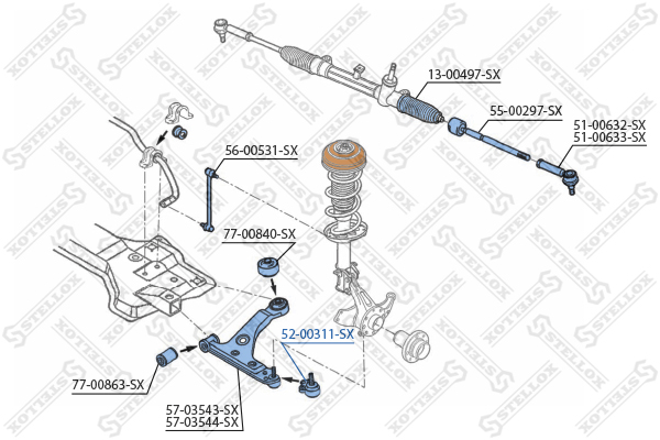 Шар. опор. Opel Corsa D 1.0 16V 1.2 16V перед прав лев Stellox 52-00311-SX