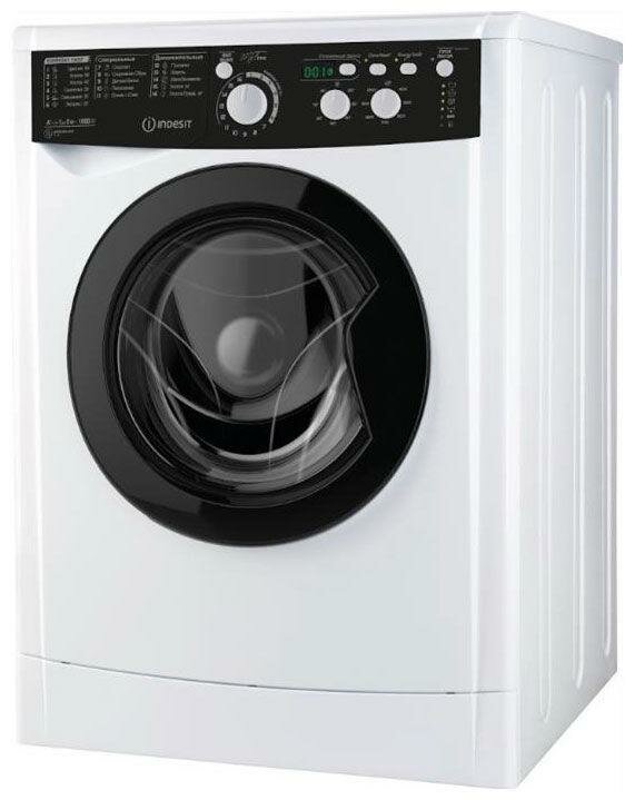 Стиральная машина Indesit EWSD 51031 BK CIS, белый/черный, 42 см, 5 кг, 1000 об/мин, отсрочка старта, дисплей