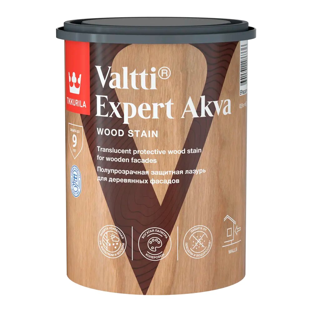 Антисептик защитно-декоративный Tikkurila Valtti Expert Akva орегон полуматовый 0.9 л