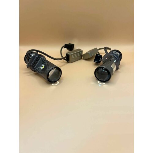 Светодиодные лампы c мини линзой Н4 A81/M01H 12-24V 40W 3600LM 5700K ( 2 лампы) / с охлаждением + готовый переходник
