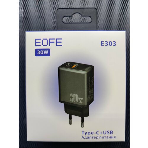 Сетевое зарядное устройство EOFE E303, 30W, USB(A+C), PD3.0 черное