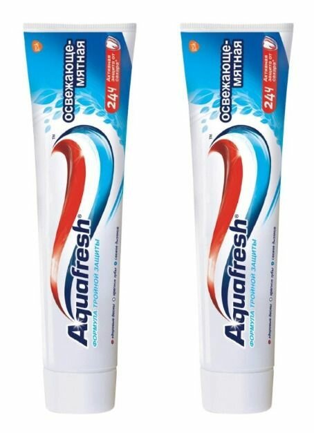 Aquafresh Зубная паста З+ Освежающе-мятная, 100 мл, 2 шт/