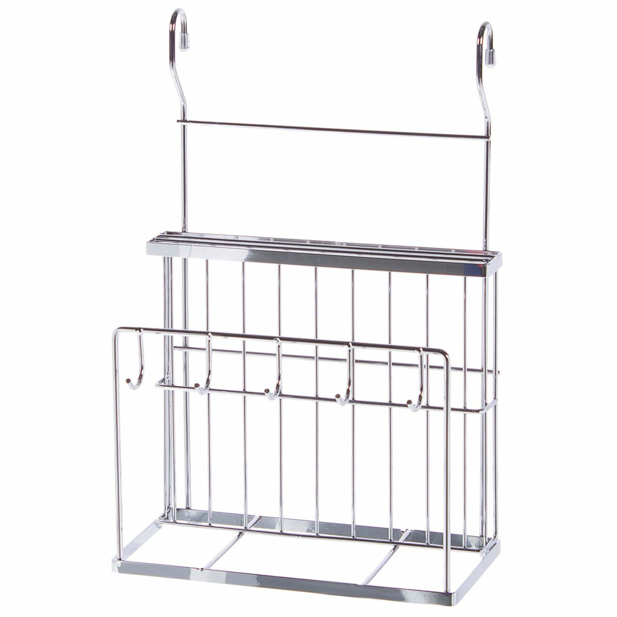 Держатель ножей и досок с крючком Delinia 25x16x39 см, хром - фото №1