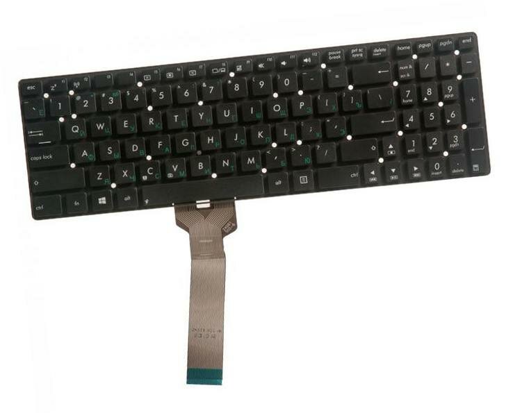 Клавиатура (keyboard) для ноутбука ASUS K55 K55V без рамки черная OKNBO-6121RUм Гор. Enter