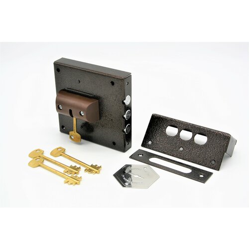 Замок дверной накладной Cerber С-1П 114 (ЗНУ-П) гаражный для деревянных и металлических дверей