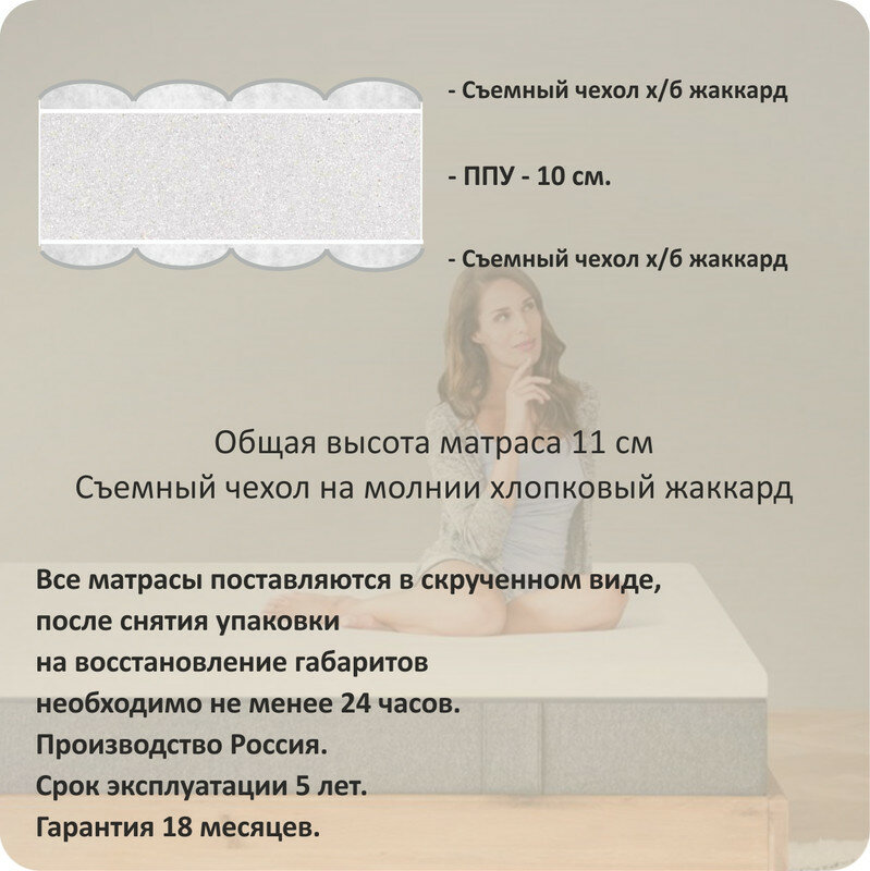 Анатомический матрас Albero ROLL mini, Беспружинный, 180х200 см — фото 1