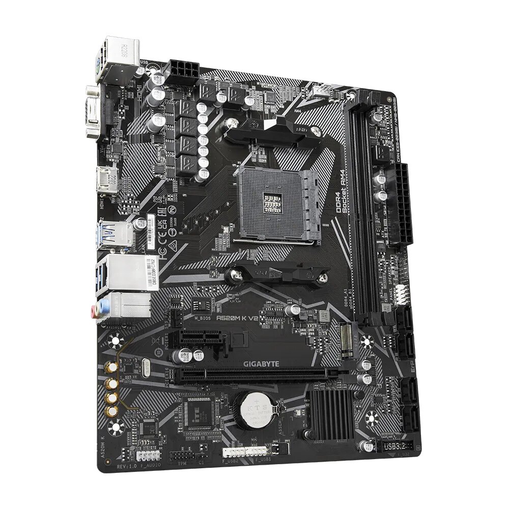 Материнская плата GIGABYTE A520M K V2, SocketAM4, AMD A520, mATX — фото 1