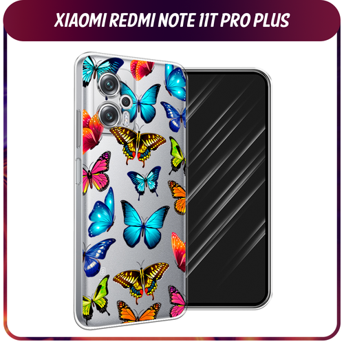 Силиконовый чехол на Xiaomi Poco X4 GT/Redmi Note 11T Pro/11T Pro Plus / Сяоми Поко X4 GT/Редми Нот 11T Pro/11T Pro Plus Разные бабочки, прозрачный силиконовый чехол на xiaomi poco x4 gt redmi note 11t pro 11t pro plus сяоми поко x4 gt редми нот 11t pro 11t pro plus звездочки графика белая прозрачный