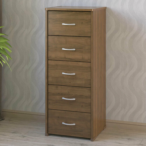 Узкий и высокий комод с 5 ящиками 460х448х1163 мм МагМебель Квант-51 орех