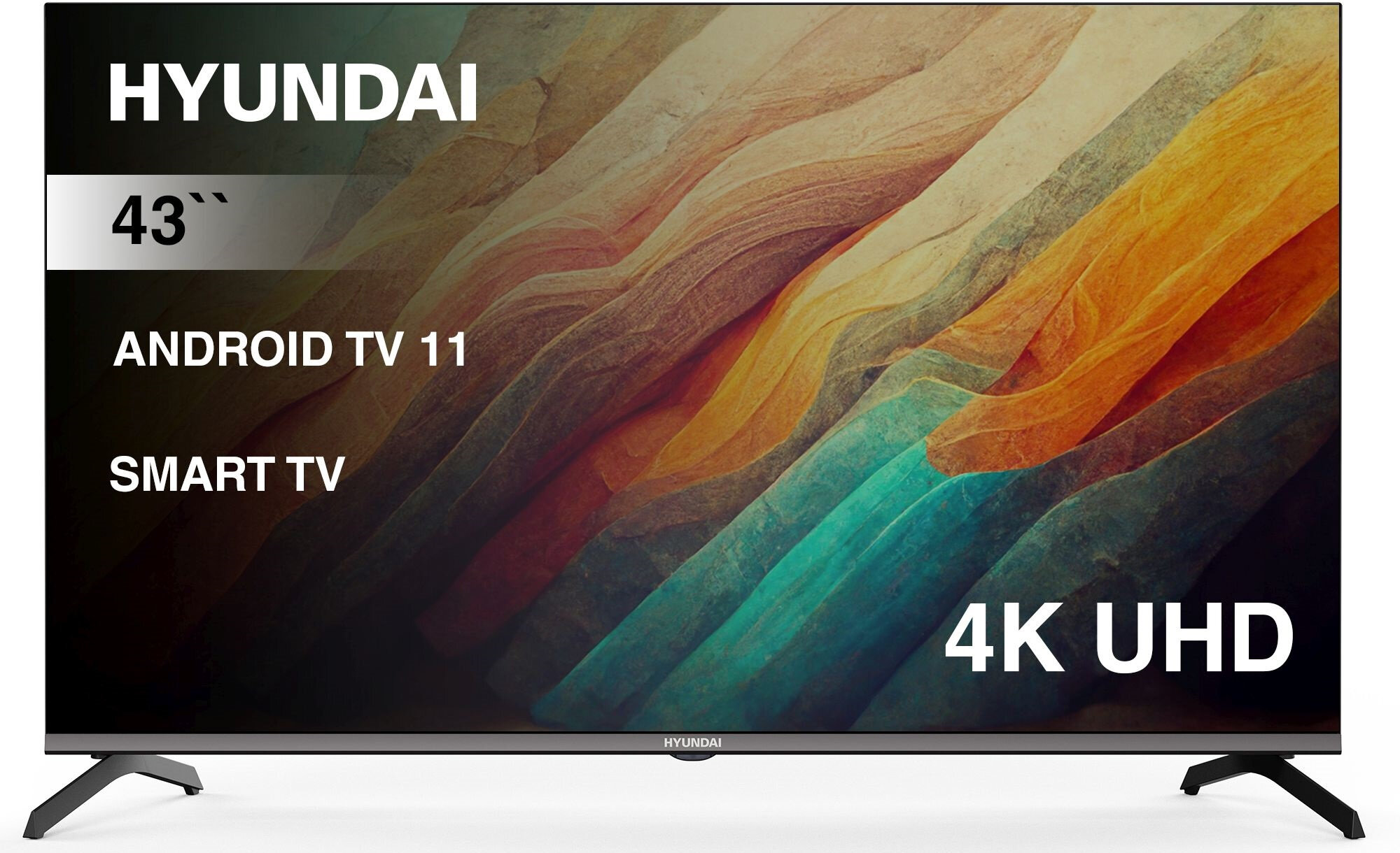 Hyundai H-LED43BU7006, 4K Ultra HD, черный, смарт ТВ, Android TV