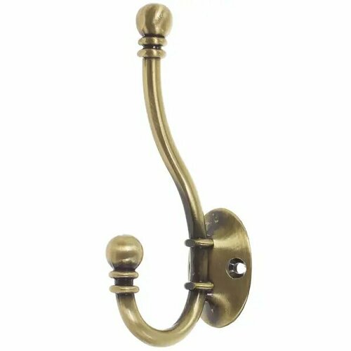 Крючок максимальная нагрузка 10 кг 130 мм сталь крепление на саморезы цвет античная бронза 867₽